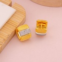 Argollas doble tono con zirconias baño 18k
