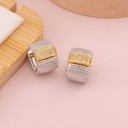 Argollas doble tono con zirconias baño 18k