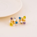 Aretes stud con perlas y zirconias baño 18k