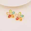 Aretes stud de flor con zirconias baño 18k