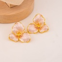 Aretes stud de flor rosado baño 18k