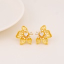 Aretes stud de flor esmaltados baño 18k