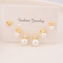 Set 3 pares de aretes con perlas y  zirconias baño 18k