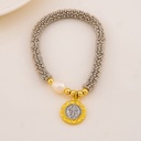 Pulsera elastica religiosa San Benito baño 18k