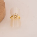 Anillo ajustable de flor con zirconias baño 18k