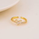 Anillo ajustable de corazon con zirconias baño 18k