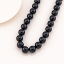 Collar bola chicle negro en concha nacar 14mm baño 18k