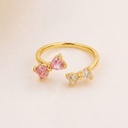Anillo ajustable de chongo con zirconias baño 18k