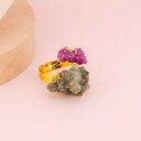 Anillo ajustable con piedras semipreciosas baño 18k