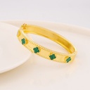 Brazalete de trebol en Malaquita baño 18k