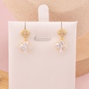 Aretes de trebol colgantes con zirconias baño 18k
