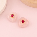 Separador de corazon en piedra semipreciosa baño 18k