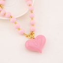 Collar bola chicle con corazon baño 18k