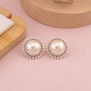 Aretes redondos con perlitas baño 18k